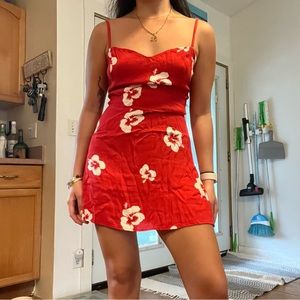 Reformation red hibiscus dress